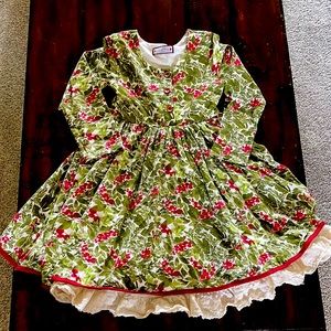 SweetHoney-Christmas Holly Twirl Dress